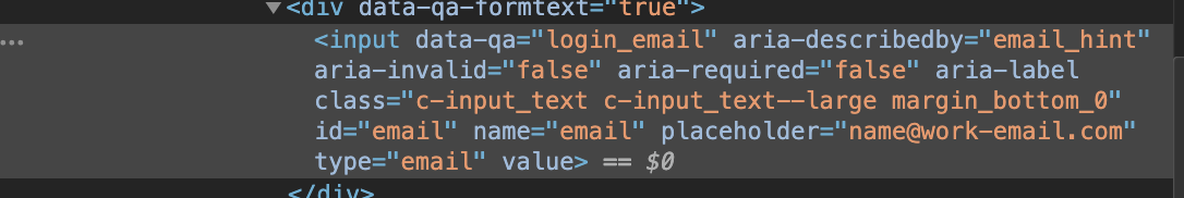 Slackログインフォームのhtml要素検証：email・password・signin_btnのID確認